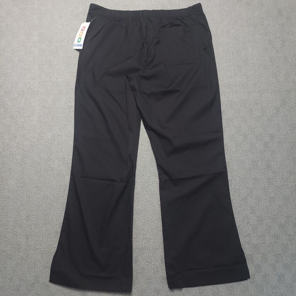 3-2-1 Scrubs White Cross Petite Womens M Pants BootCut Drawstring Black Pockets - Picture 3 of 13
